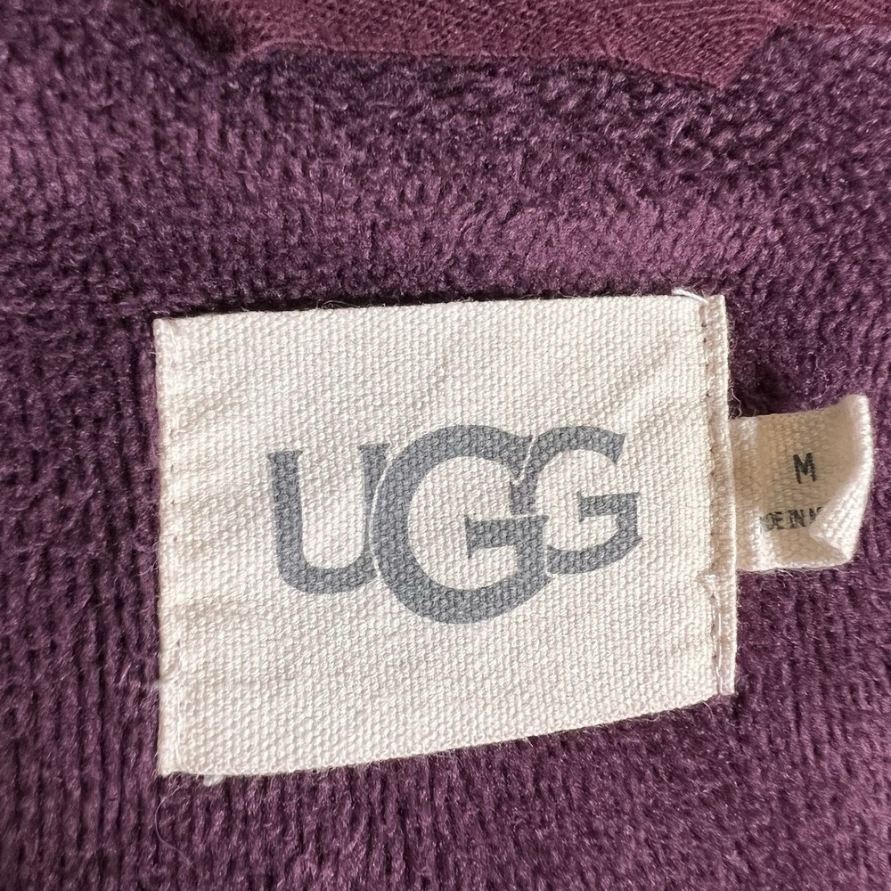 UGG Plush Fleece Belted Robe Bathrobe‎ Womens Medium Burgundy Lounge Cozy Shawl - Picture 13 of 16